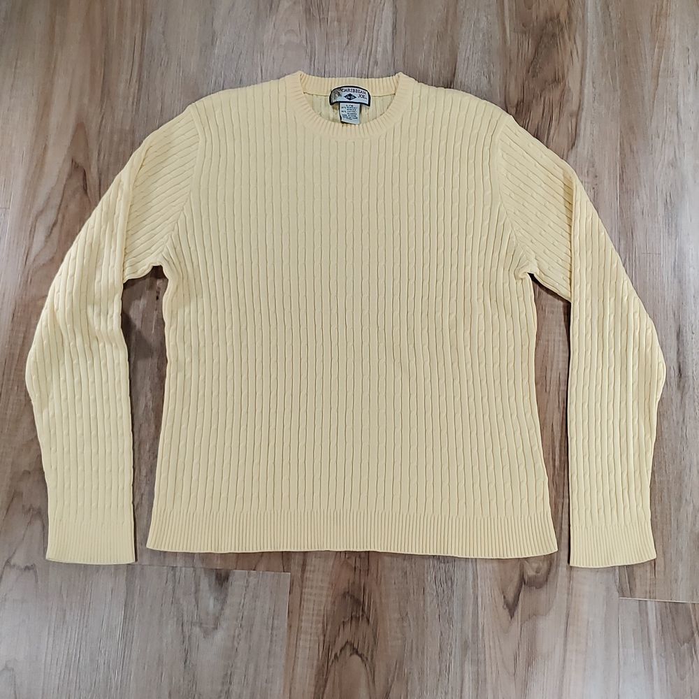 ๐บ๏ธCaribbean Joe Yellow Cable KnitโLong Sleeve Sweater Large